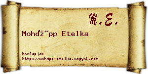 Mohápp Etelka névjegykártya